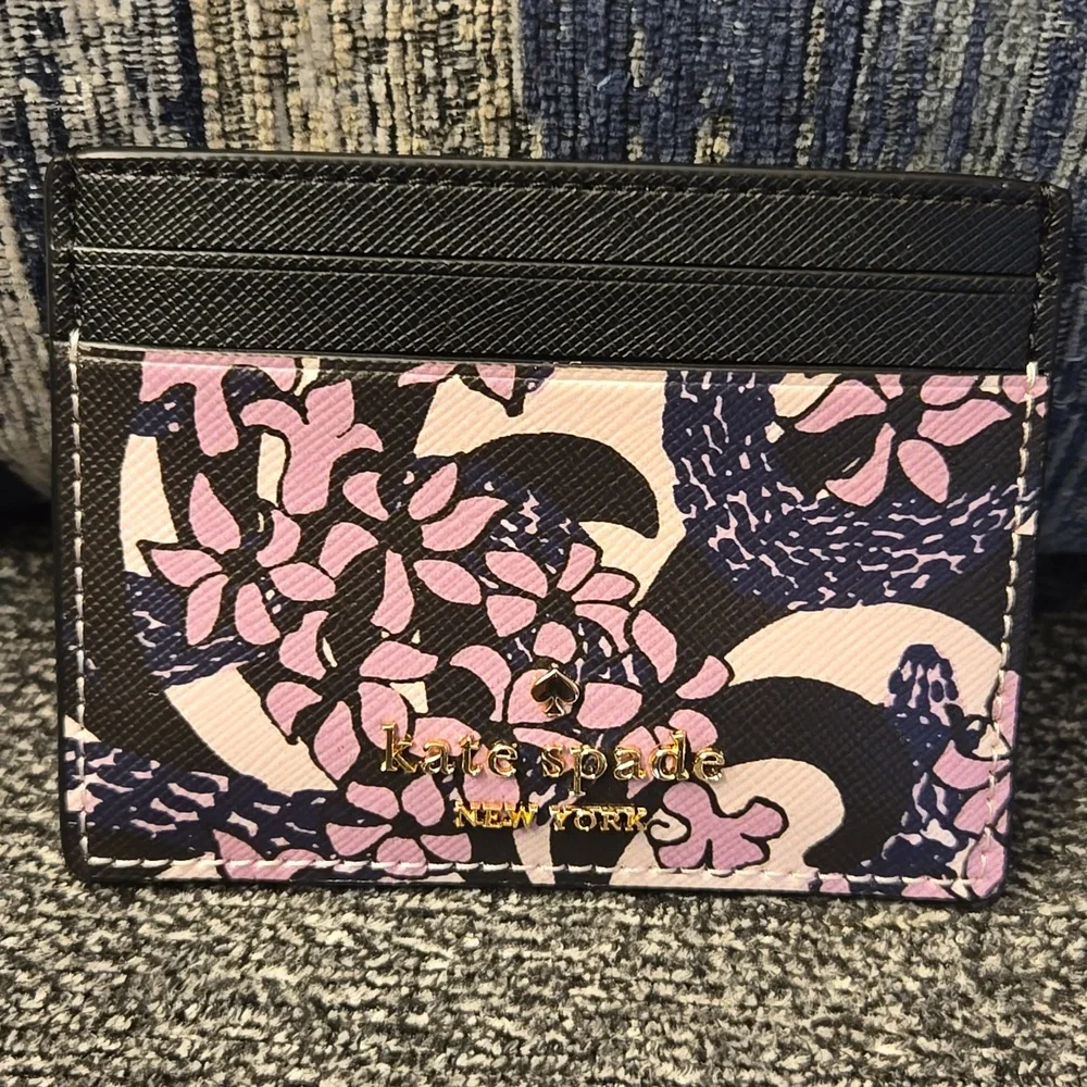 Kate Spade snake garden print pink multi cardholder